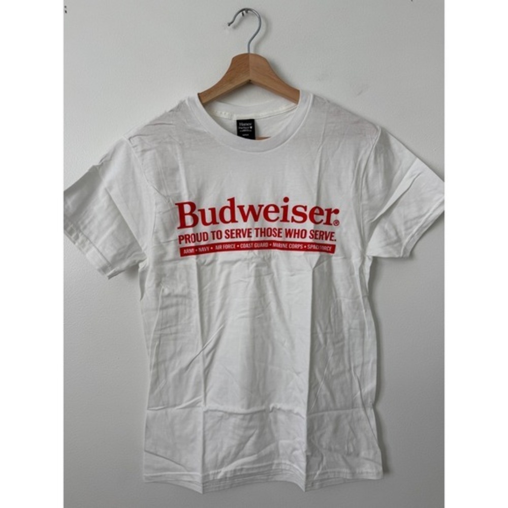Budweiser "Proud to Serve Those Who Serve"‎ T-Shirt – White – Size Small – NWOT